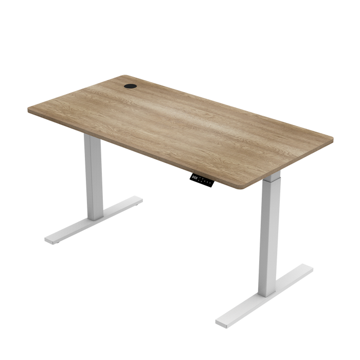 Zit-sta bureau S1 140x70 Wit / Vintage eiken