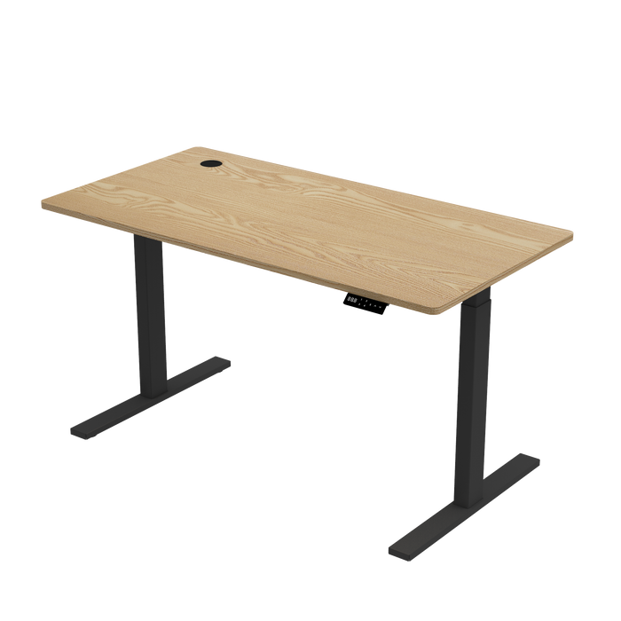 Zit-sta bureau S1 140x70 Zwart / Naturel eiken