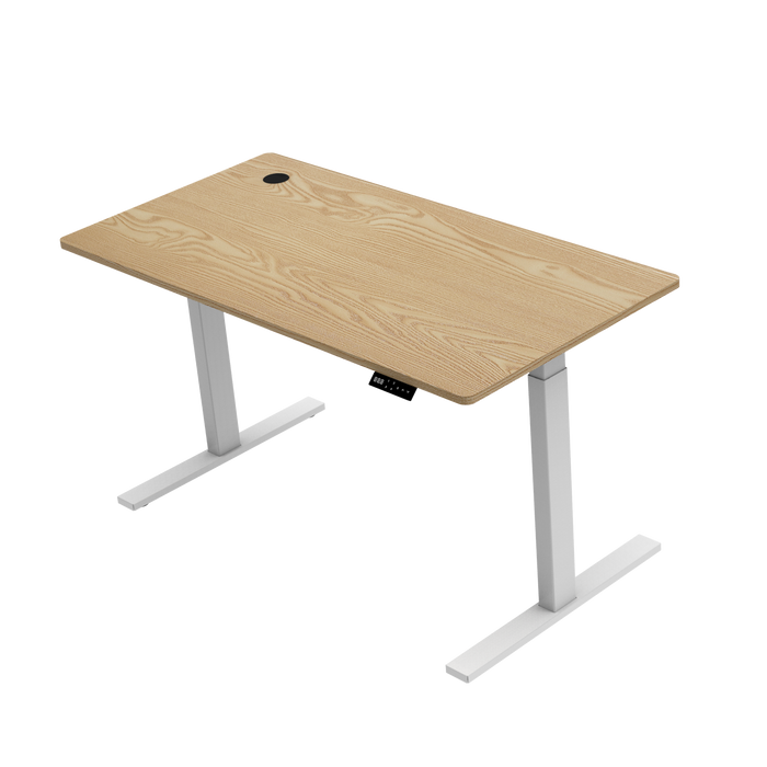 Zit-sta bureau S1 140x70 Wit / Naturel eiken