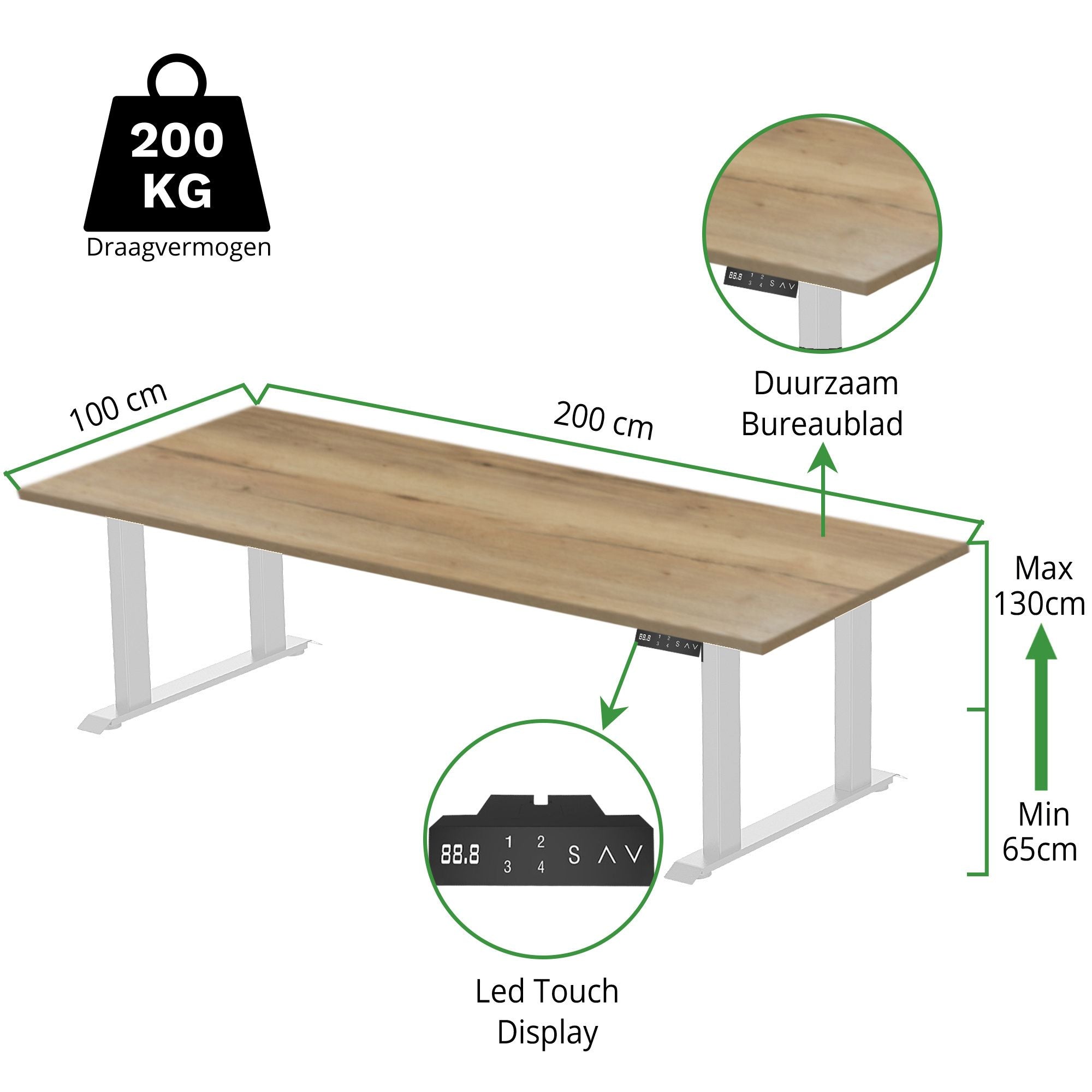 Zit-sta bureau S5 200x100