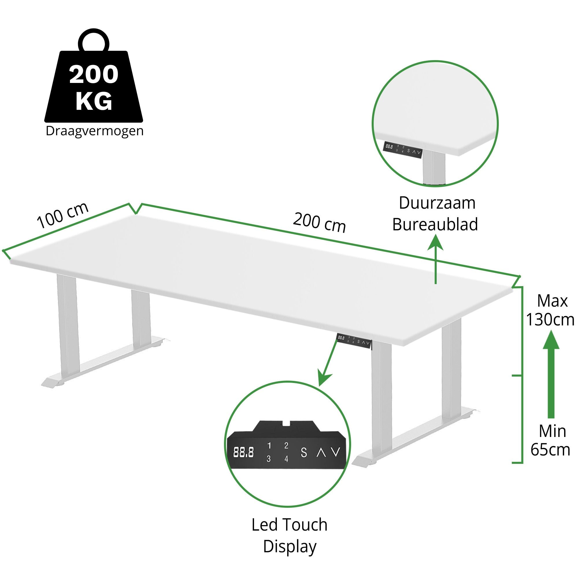 Zit-sta bureau S5 200x100