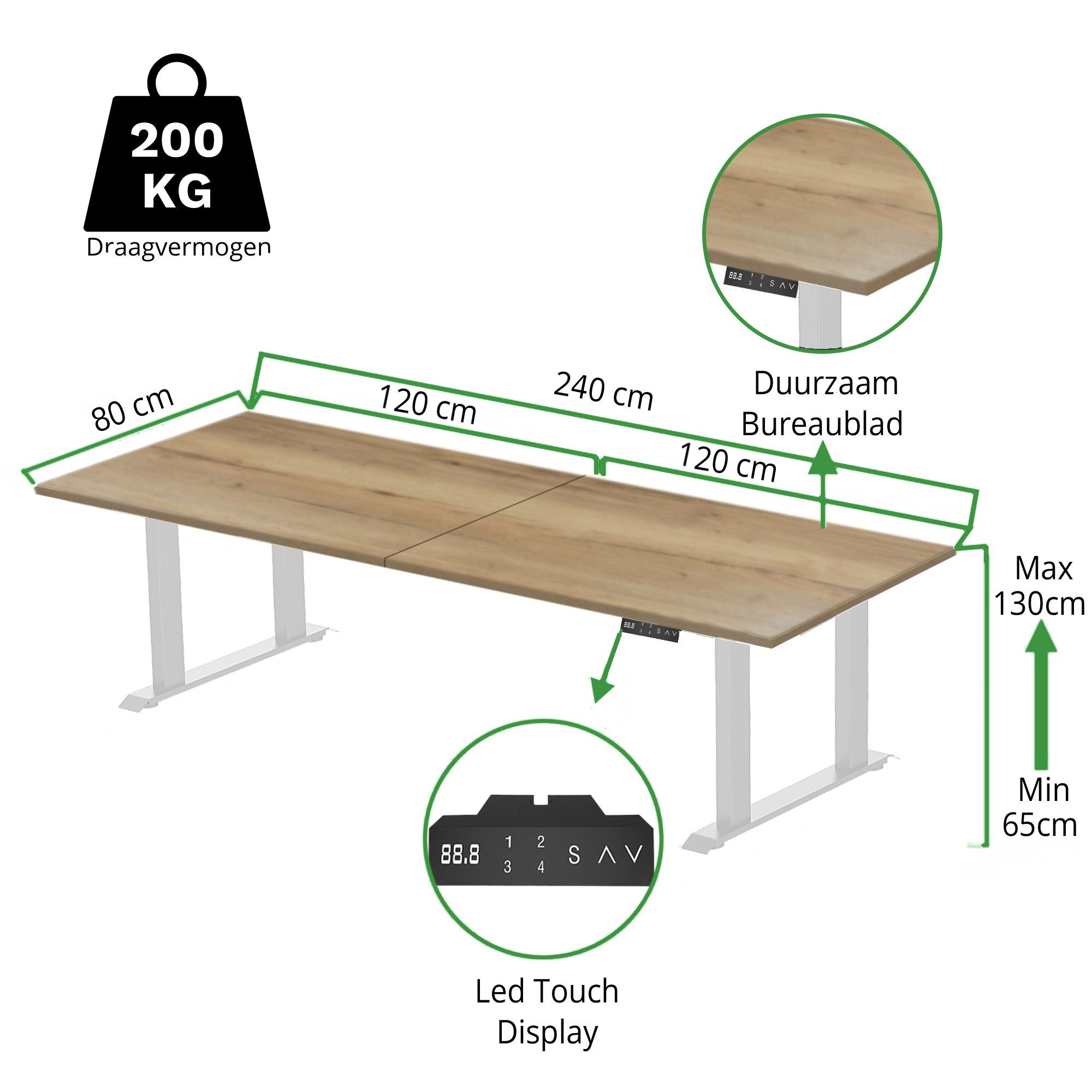 Zit-sta bureau 4 poten S5 240x80