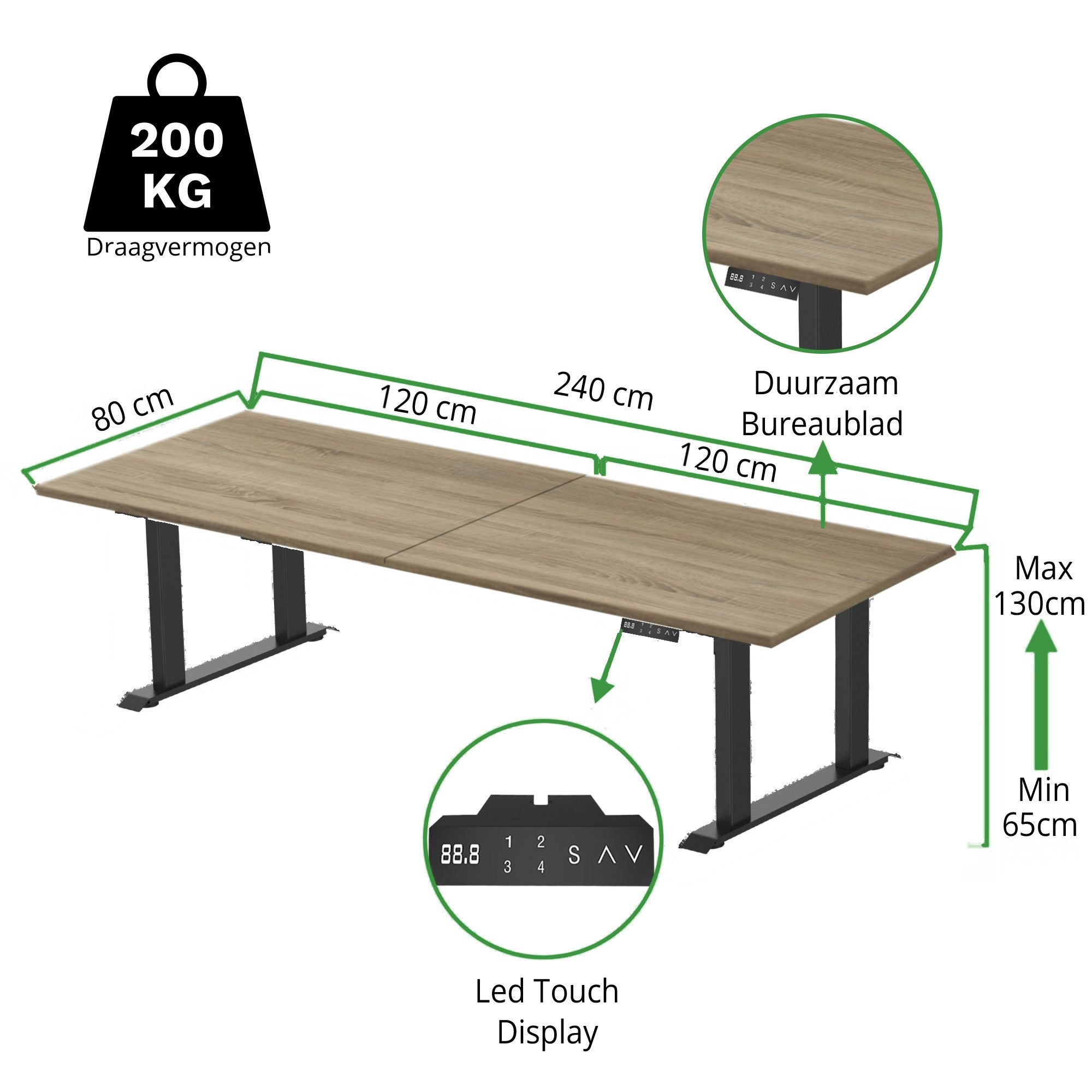 Zit-sta bureau 4 poten S5 240x80