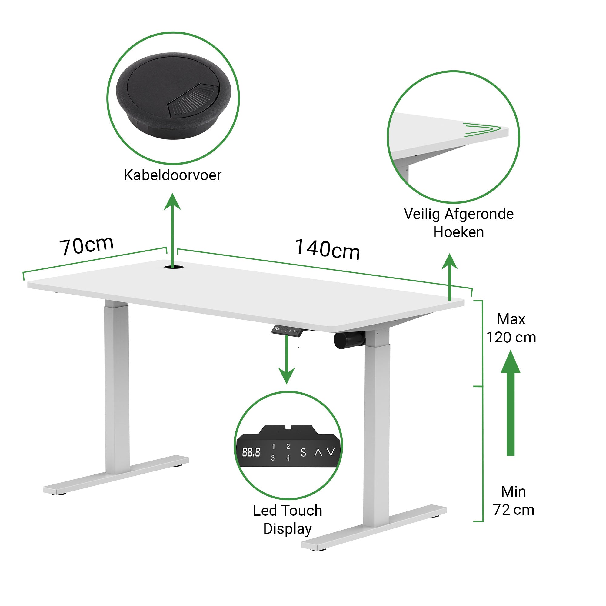 Zit-sta bureau S1 140x70 (72-120 cm)