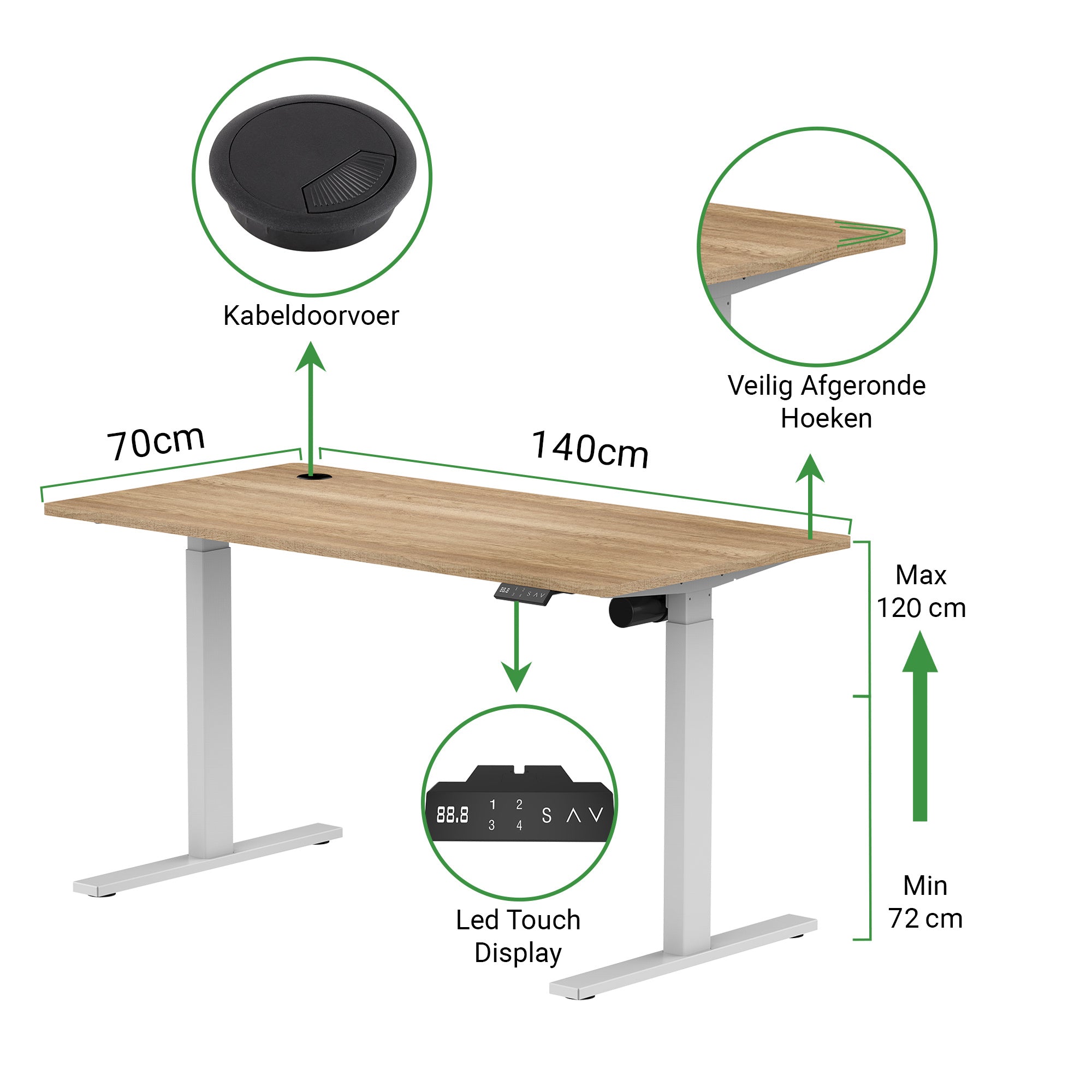 Zit-sta bureau S1 140x70 (72-120 cm)