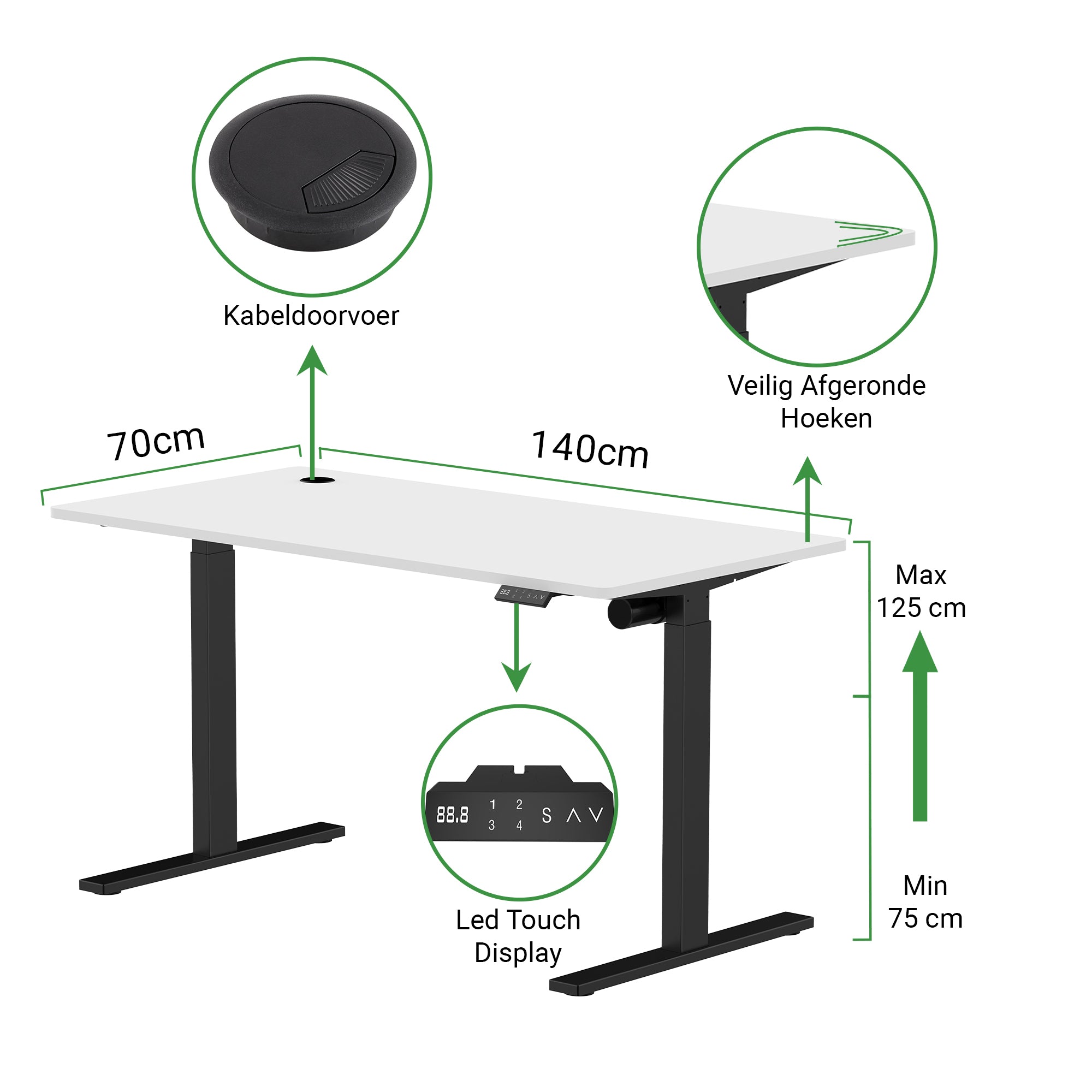 Zit-sta bureau S1 140x70