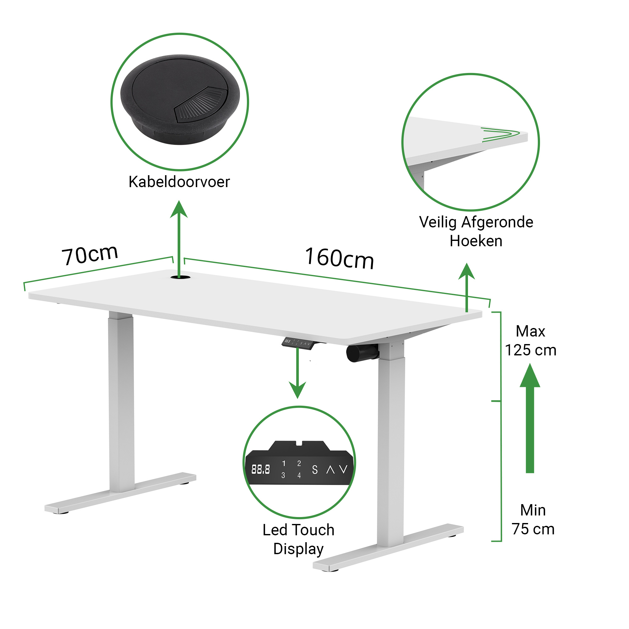 Zit-sta bureau S1 160x70