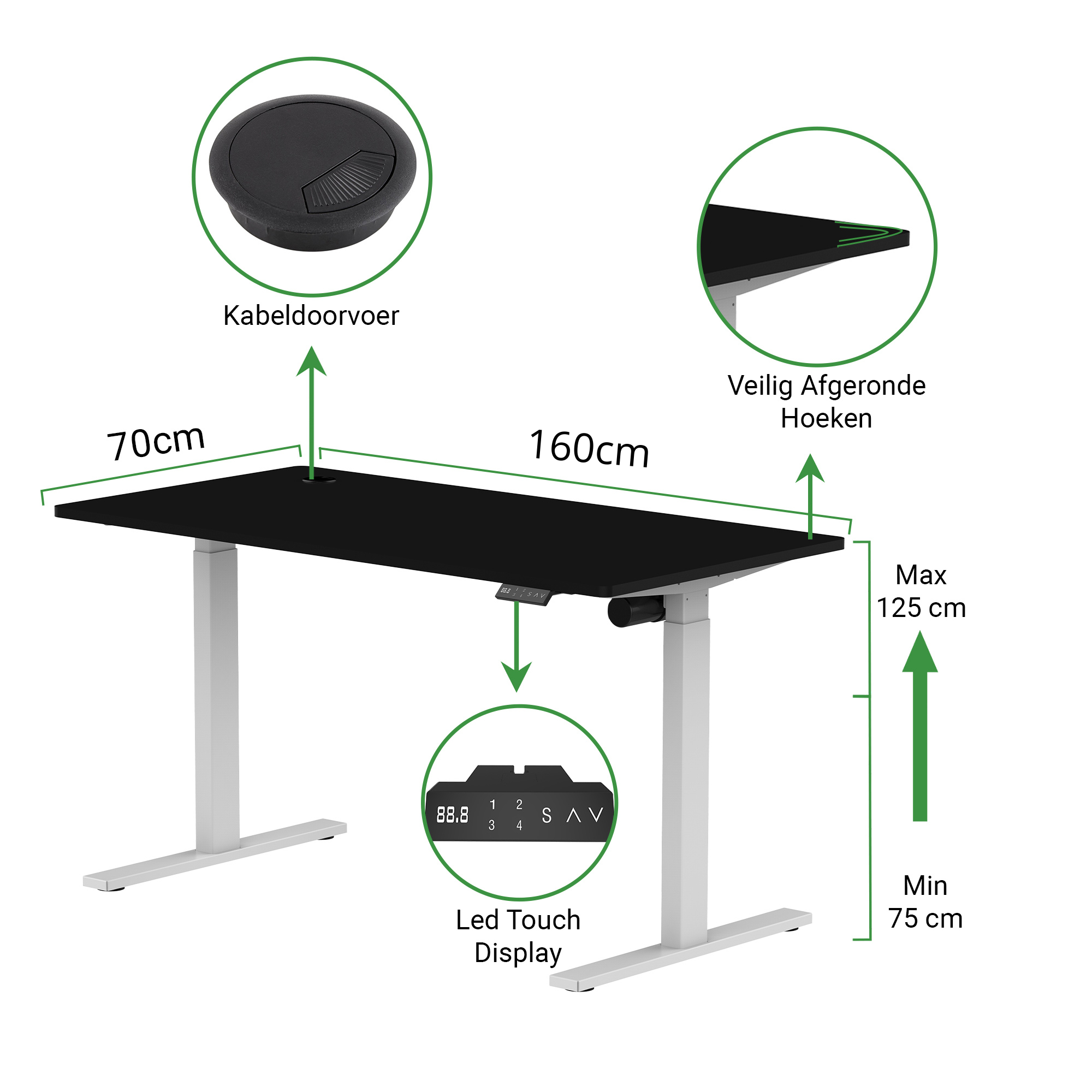 Zit-sta bureau S1 160x70