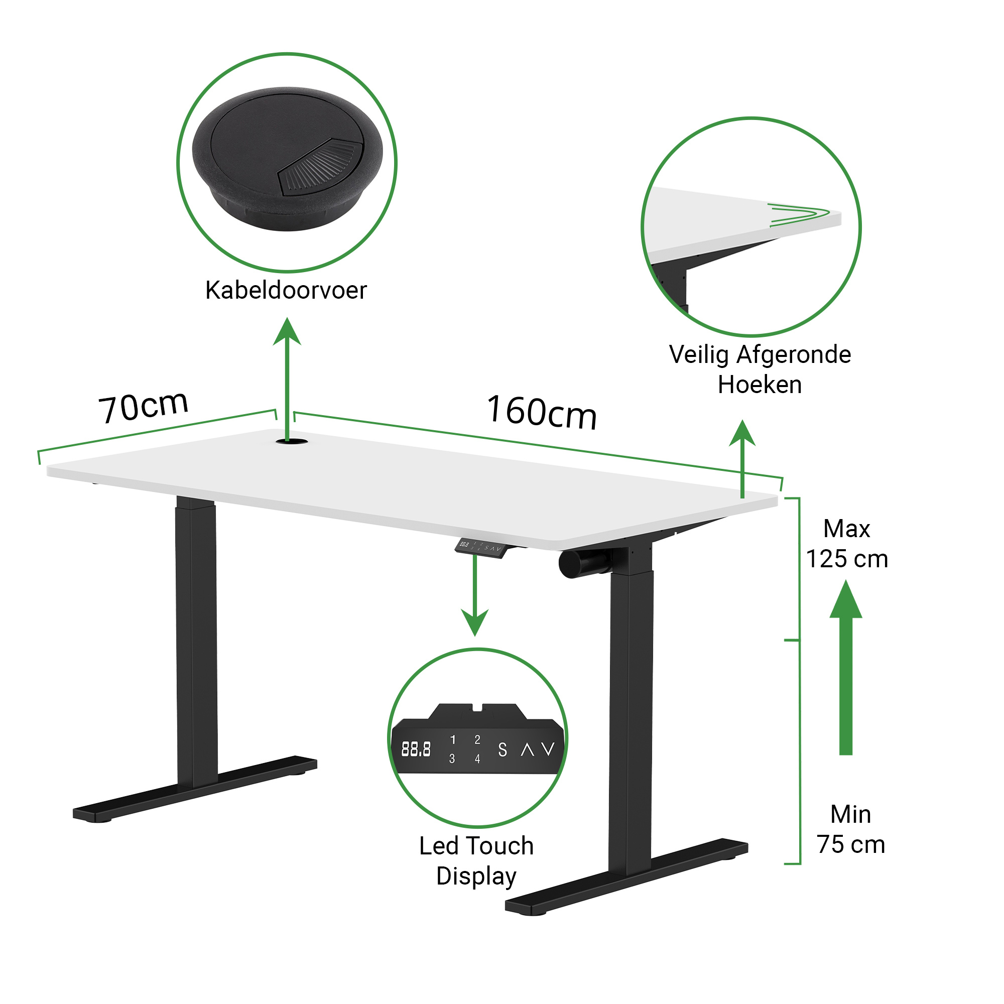 Zit-sta bureau S1 160x70