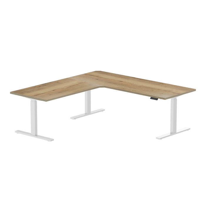 Zit-sta hoekbureau 180x160x80 Wit / Authentiek eiken