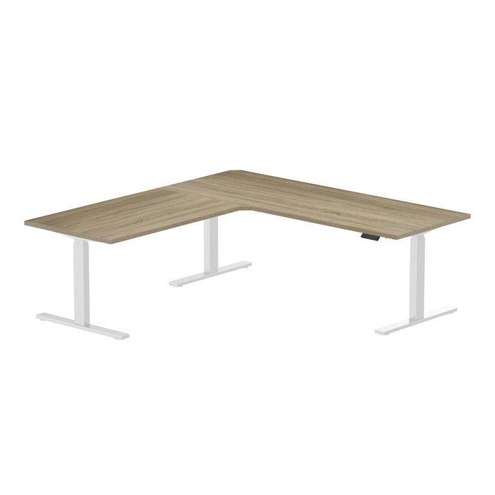 Zit-sta hoekbureau 180x160x80 Wit / Grijs eiken