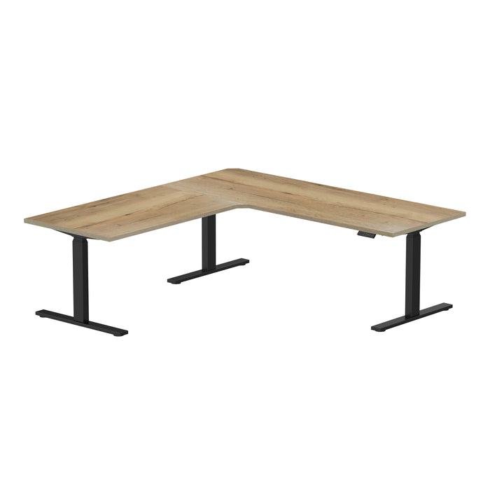 Zit-sta hoekbureau 180x160x80 Zwart / Authentiek eiken