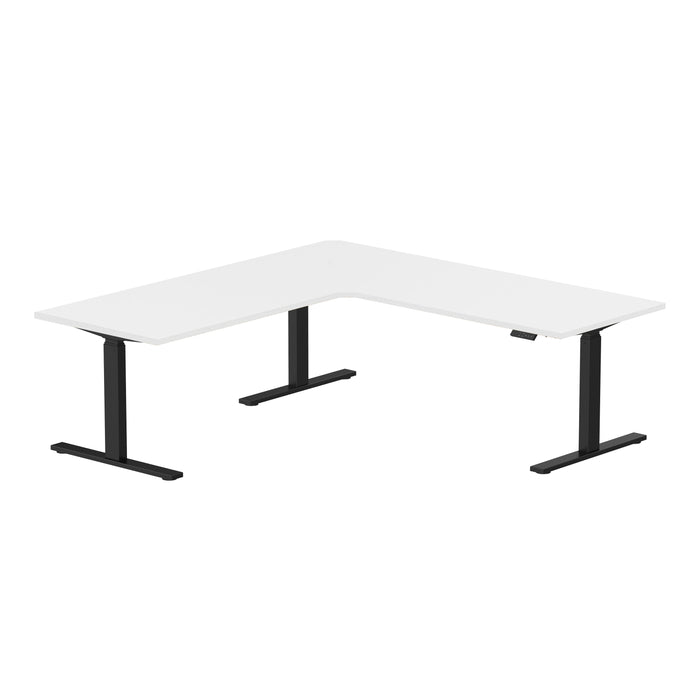 Zit-sta hoekbureau 200x200x80 Zwart / Puur wit