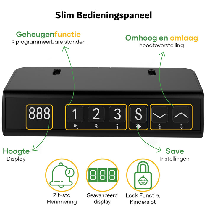 Zit-sta bureau compact 118x60 Wit / Intens zwart