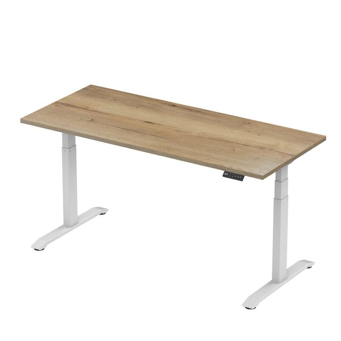 Zit-sta bureau S2 120x80 Wit / Authentiek eiken