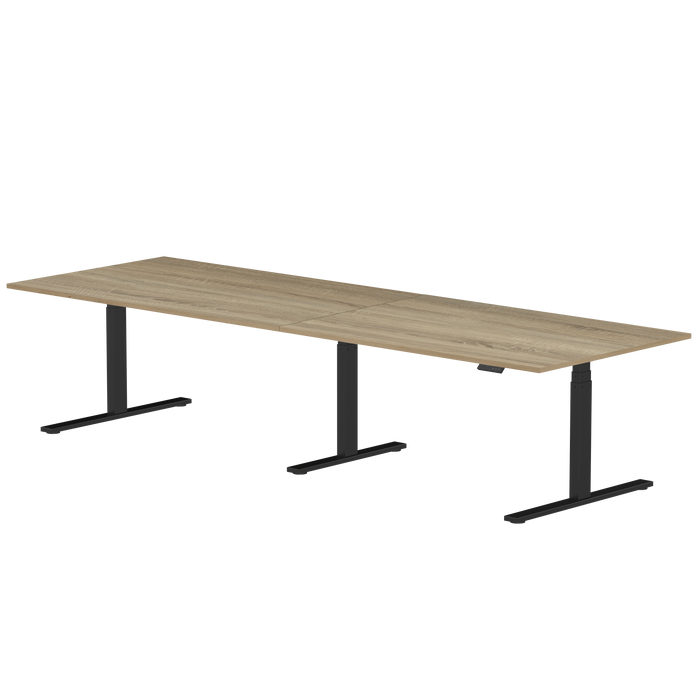 Sitz-Steh-Schreibtisch S3 240x80 Schwarz / Graueiche