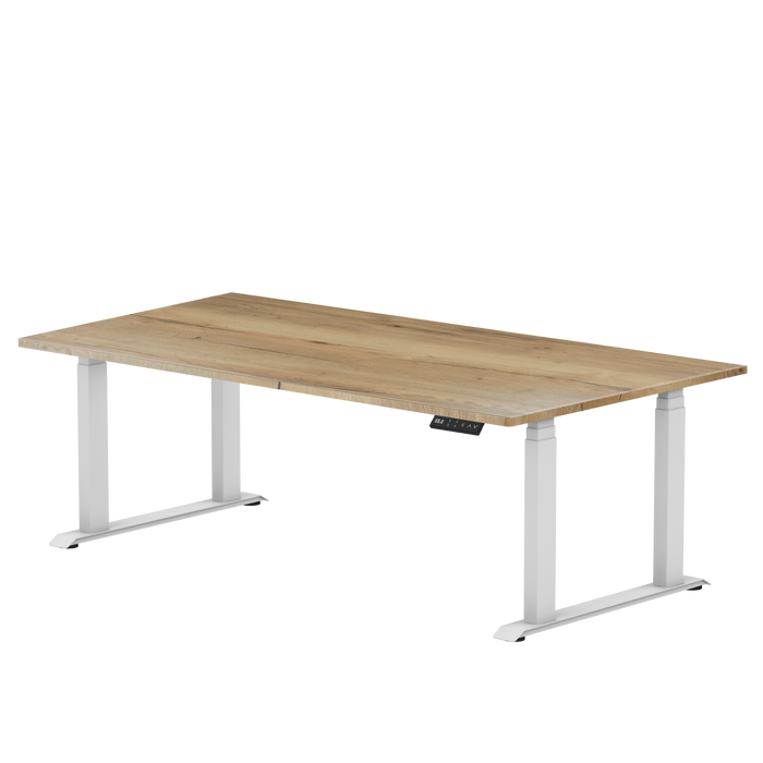Zit-sta bureau S5 200x100 Wit / Authentiek eiken