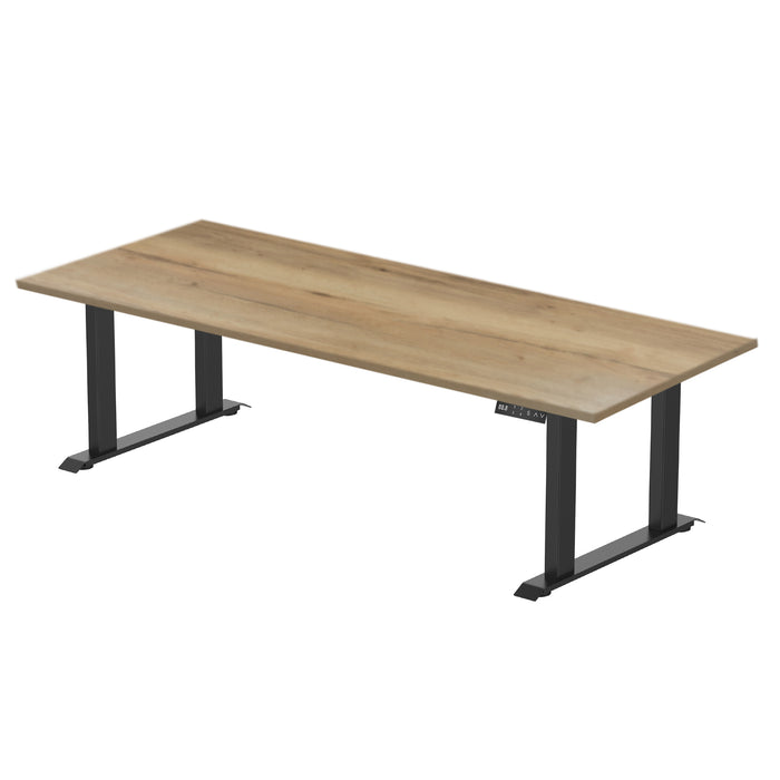 Zit-sta bureau S5 200x100 Zwart / Authentiek eiken