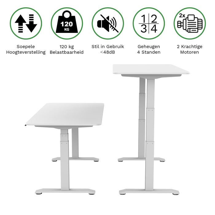 Zit-sta bureau 160x70 Wit / Puur wit