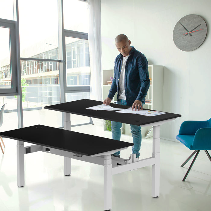 Zit-sta bureau S4 140x80 Wit / Intens zwart