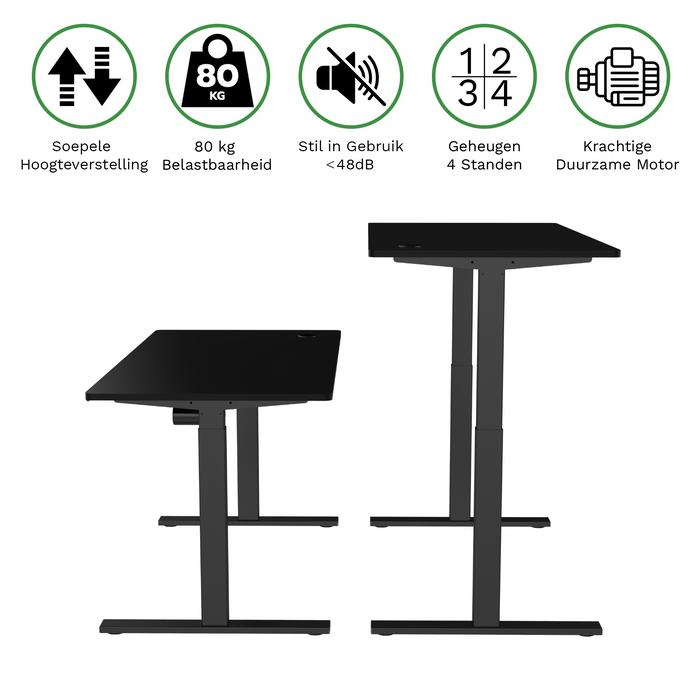 Zit-sta bureau S1 140x70 Zwart / Intens zwart