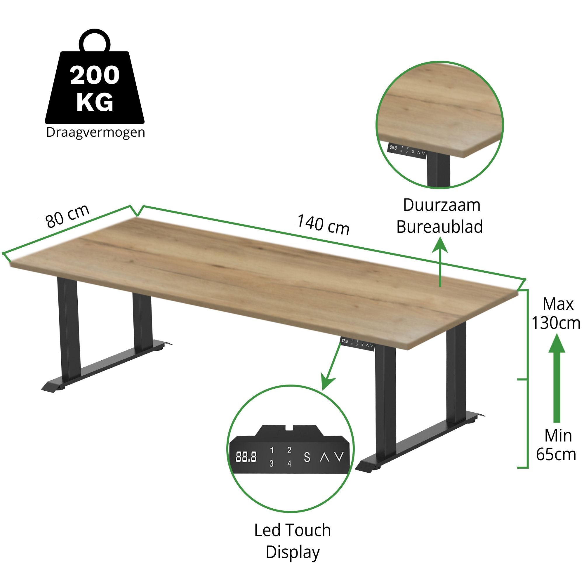 Zit-sta bureau 4 poten S5 140x80