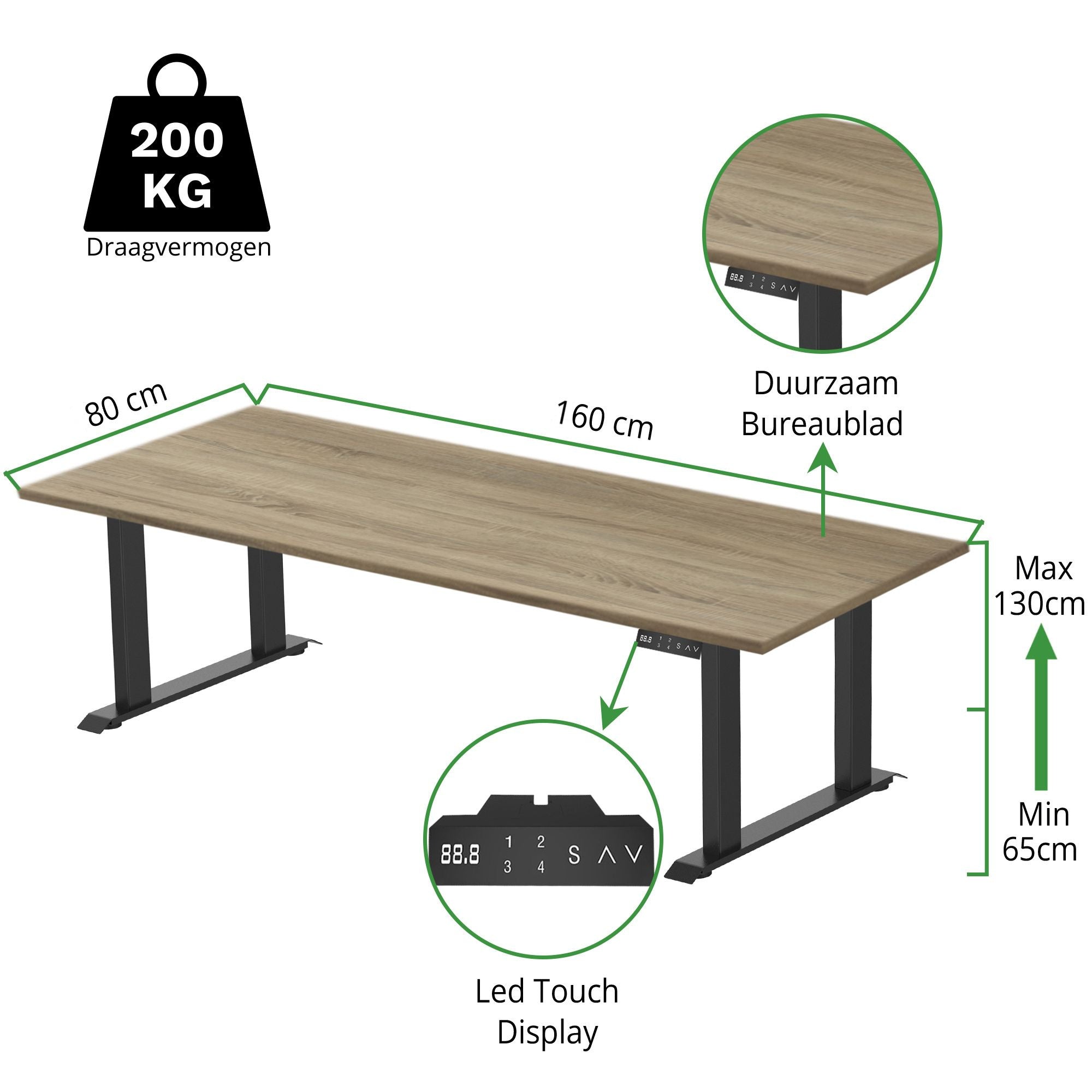 Zit-sta bureau 4 poten S5 160x80