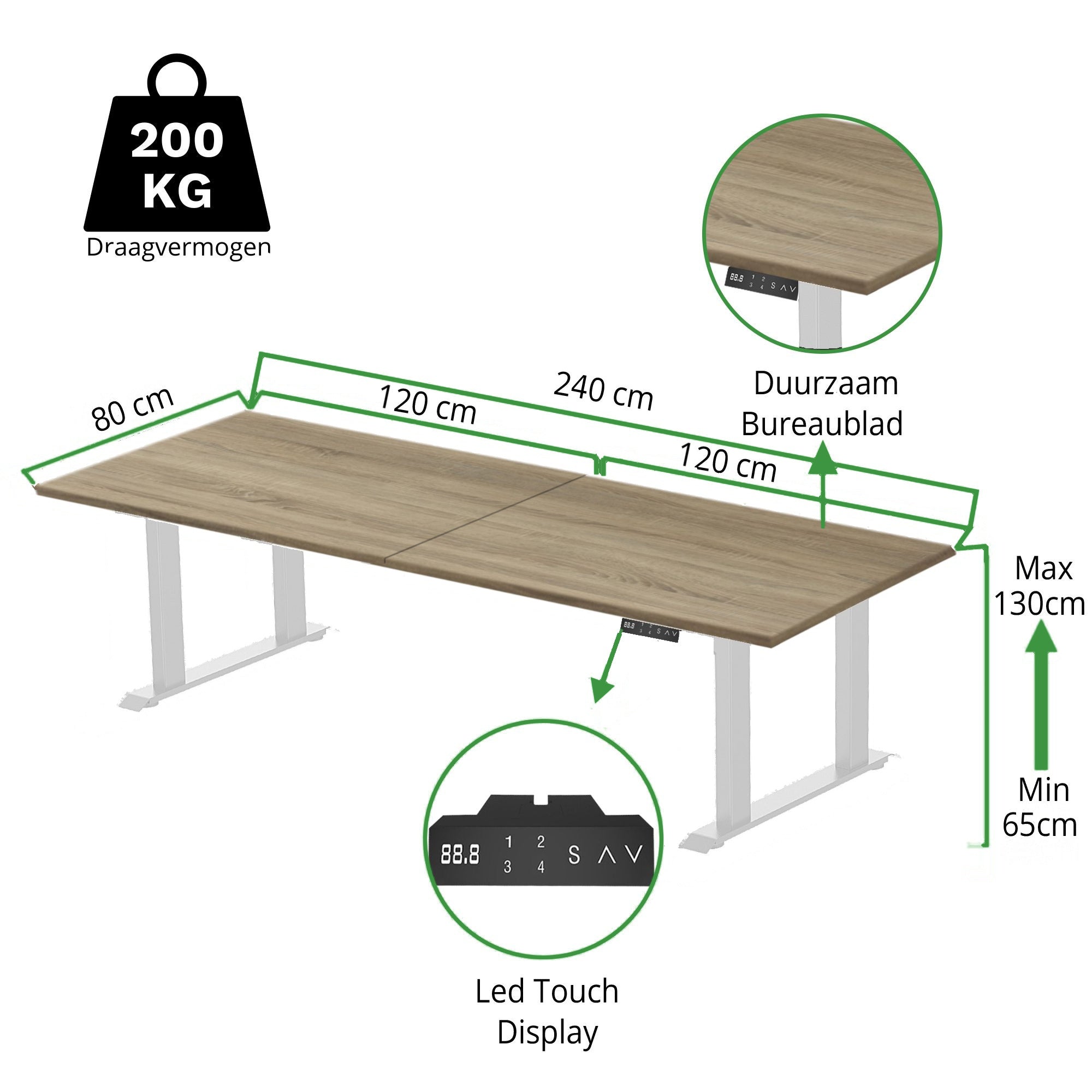 Zit-sta bureau 4 poten S5 240x80