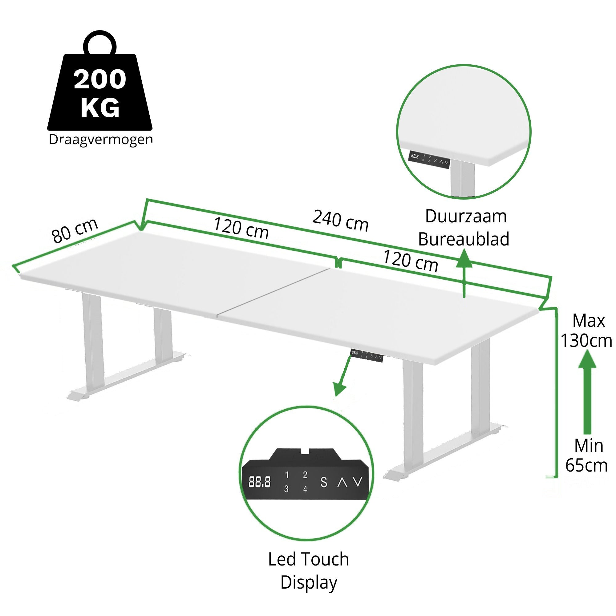 Zit-sta bureau 4 poten S5 240x80