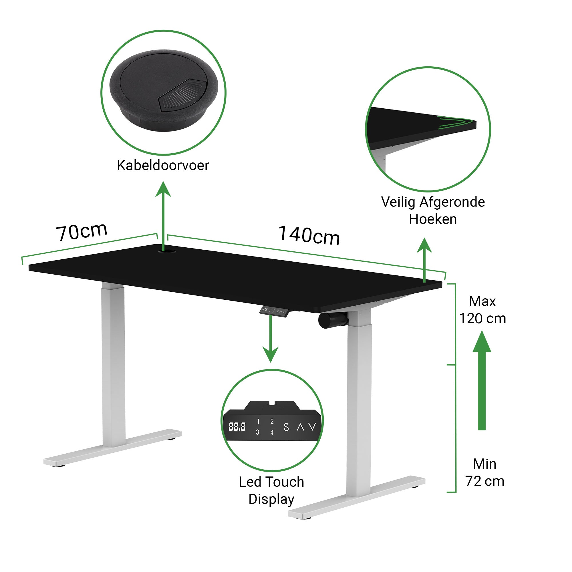 Zit-sta bureau S1 140x70 (72-120 cm)