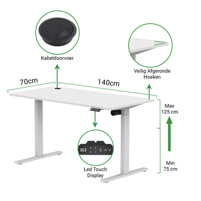 Zit-sta bureau S1 140x70 - Hoog model