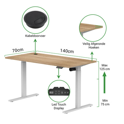 Zit-sta bureau S1 140x70 - Hoog model