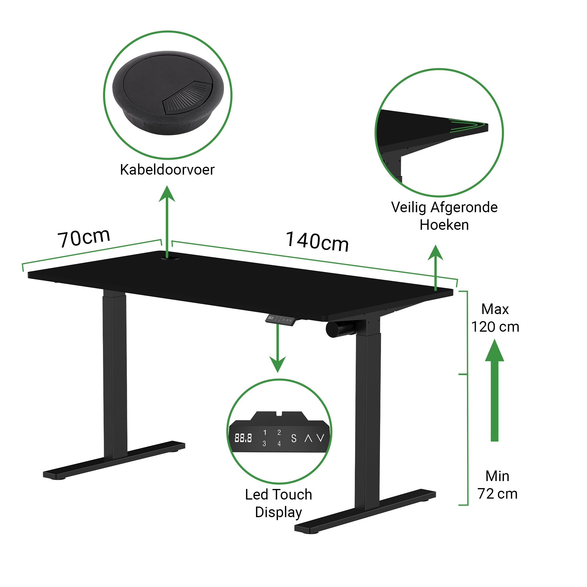 Zit-sta bureau S1 140x70 (72-120 cm)