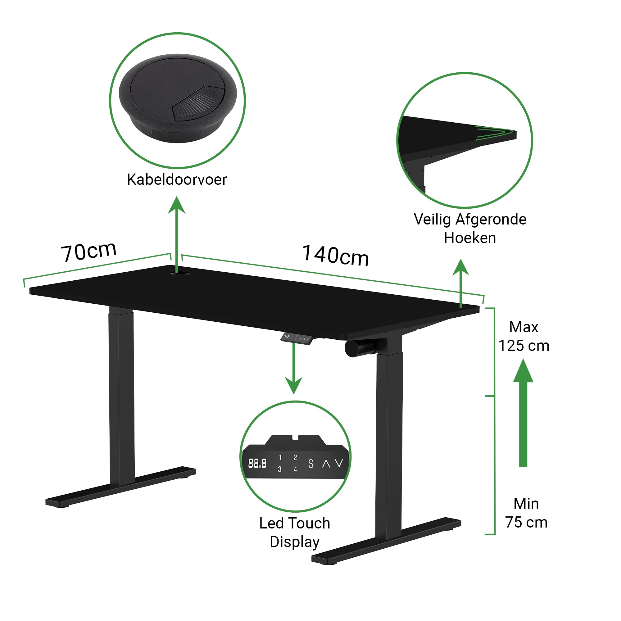 Zit-sta bureau S1 140x70