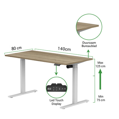 Zit-sta bureau S1 140x80 - Hoog model