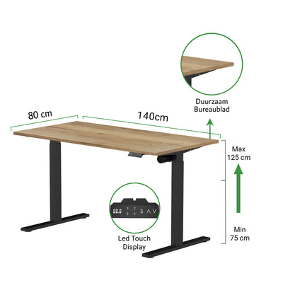 Zit-sta bureau S1 140x80 - Hoog model