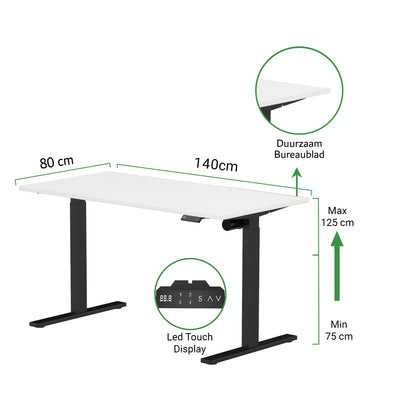 Zit-sta bureau S1 140x80 - Hoog model