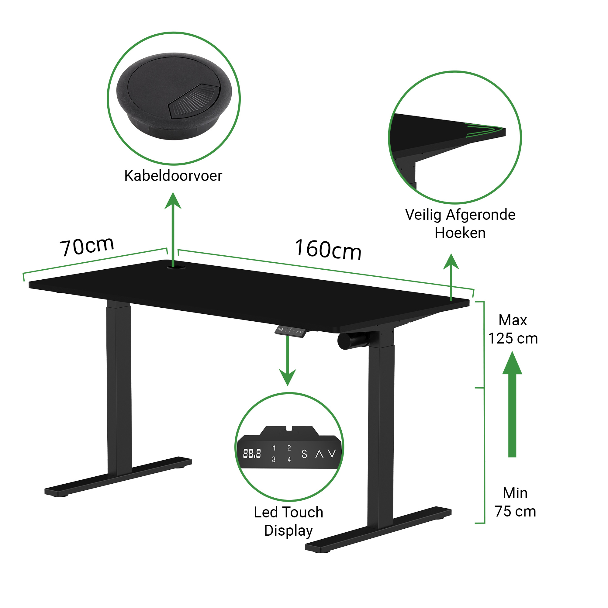 Zit-sta bureau S1 160x70