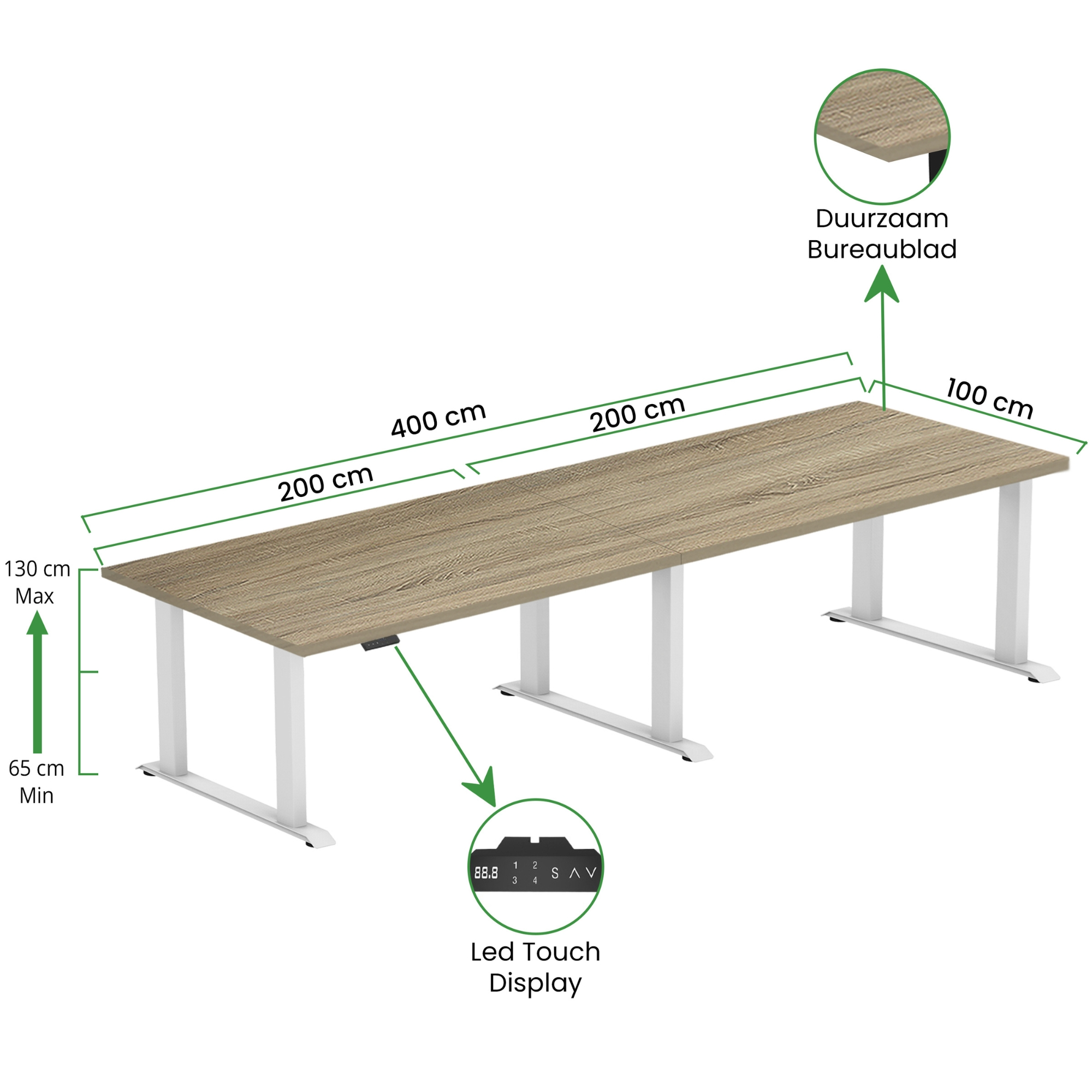 Zit-sta bureau S6 400x100