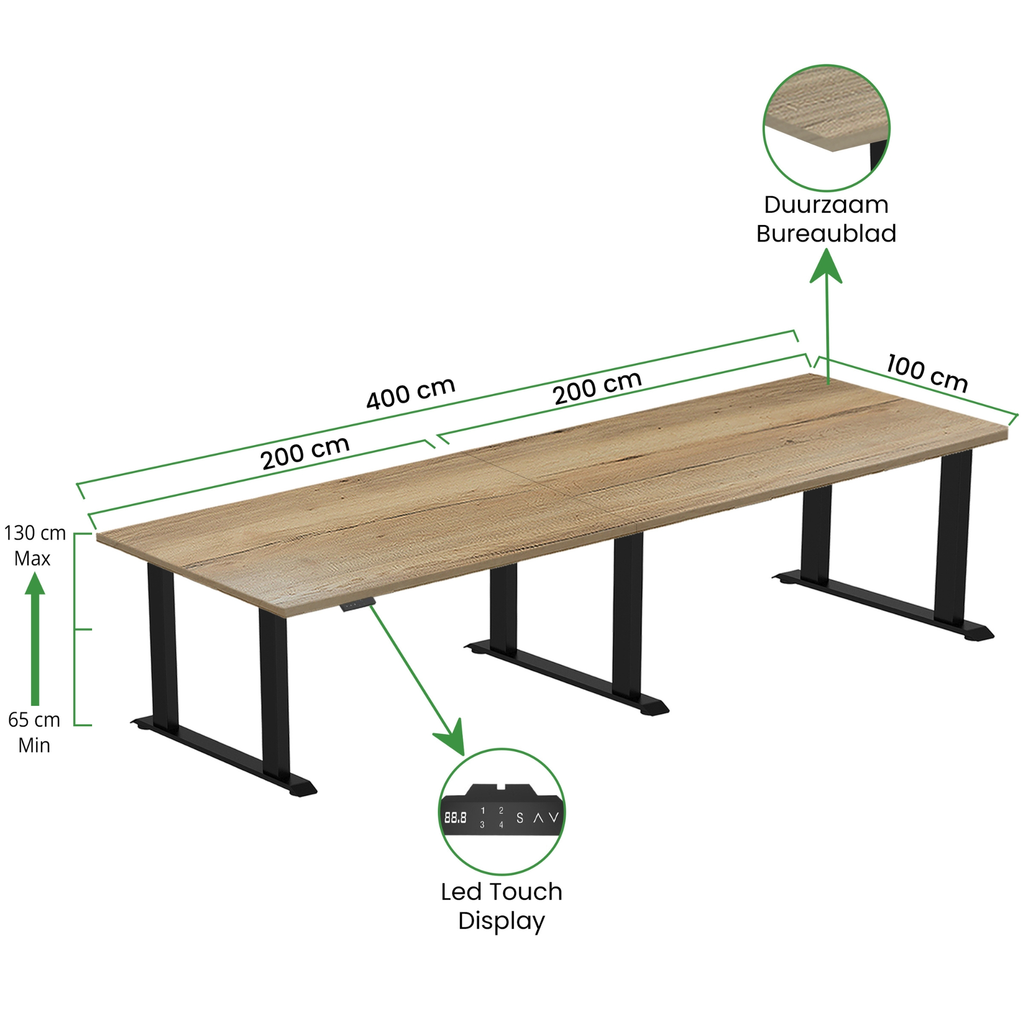Zit-sta bureau S6 400x100