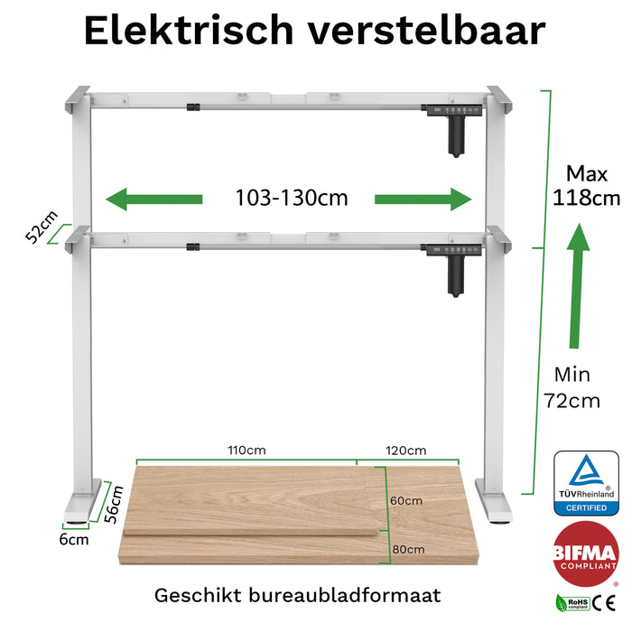 Bureau onderstel compact wit