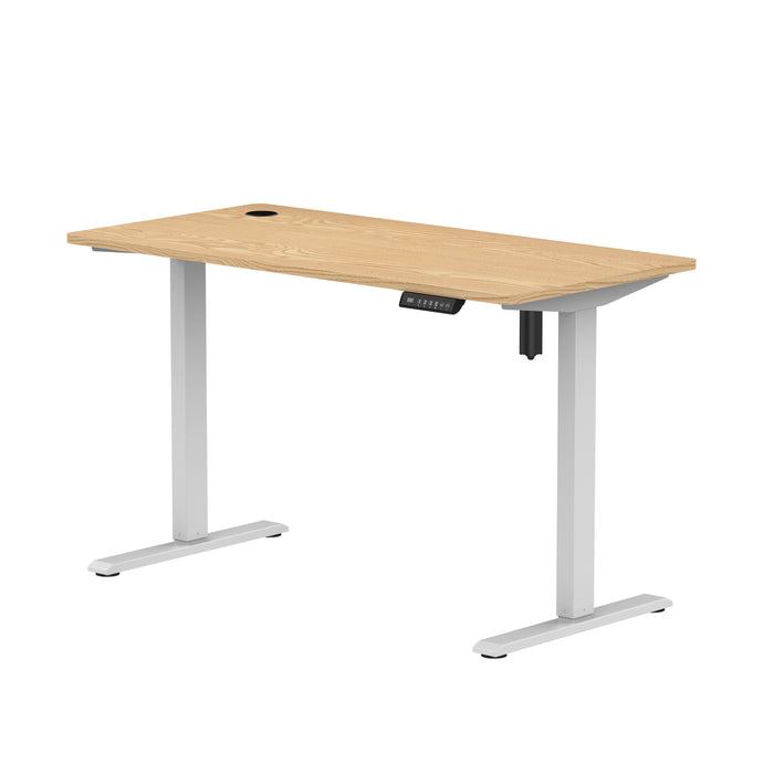 Zit-sta bureau compact 118x60 Wit / Naturel eiken