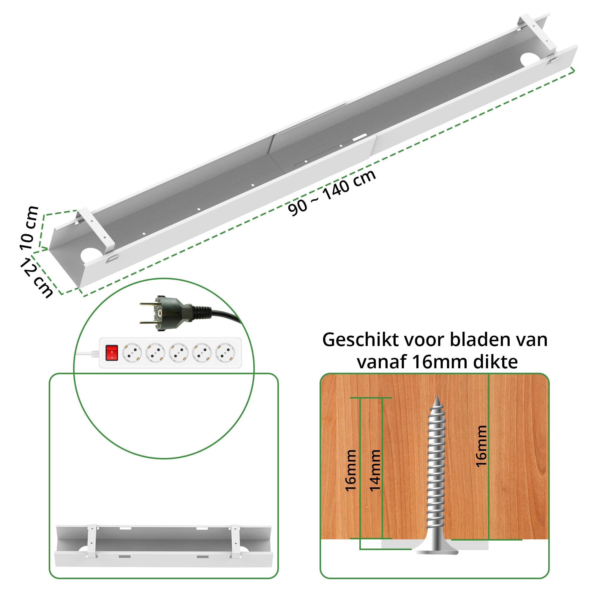 Kabelgoot verstelbaar 90-140 cm