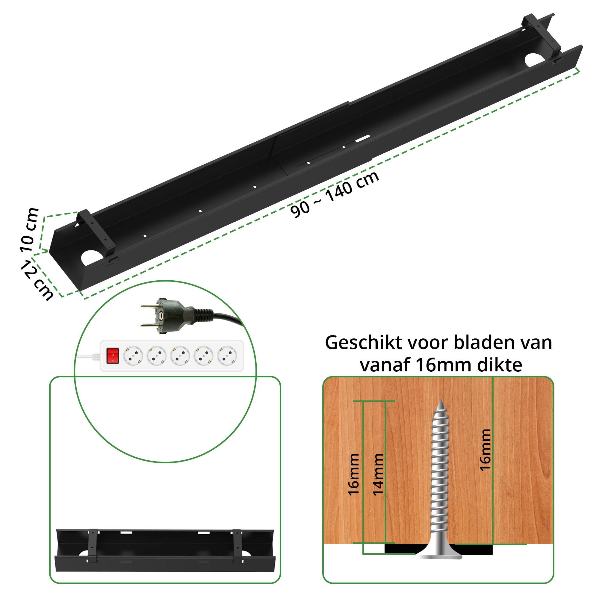 Kabelgoot verstelbaar 90-140 cm