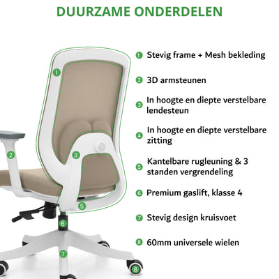 Bureaustoel Nova Beige Wit