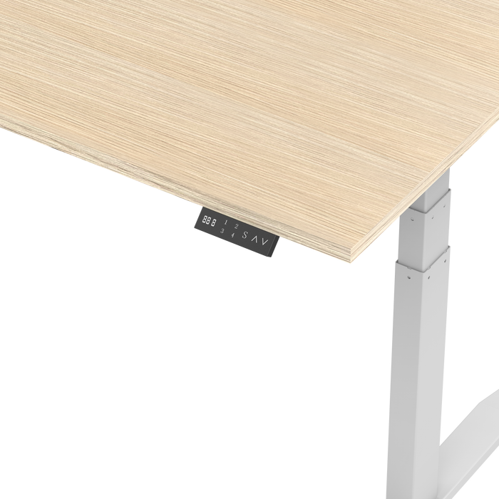 Zit-sta bureau S4 140x80 Wit / Naturel eiken