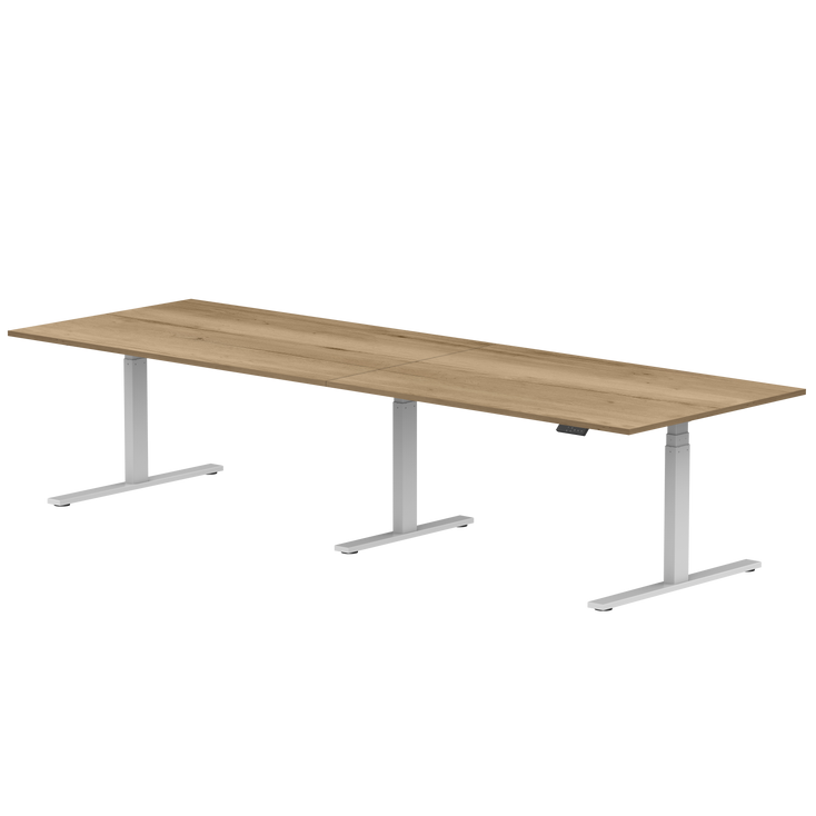Zit-sta bureau S3 320x80 Wit / Authentiek eiken