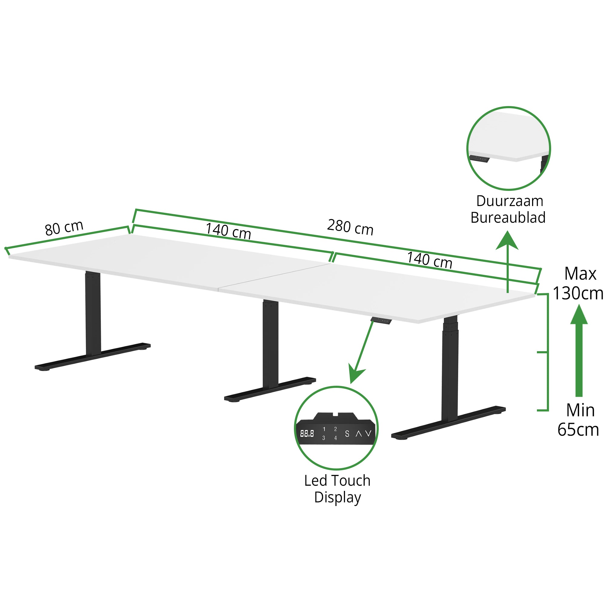Zit-sta bureau S3 280x80