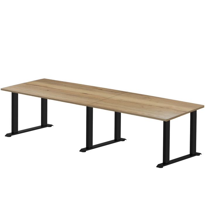 Zit-sta bureau S6 400x100 Zwart / Authentiek eiken
