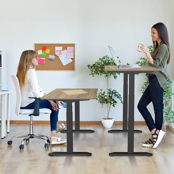 Zit-sta bureau S2 140x80 Zwart / Grijs eiken